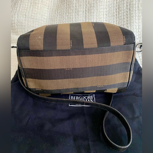 Fendi Bauletto Boston Speedy Pequin Black Golden Brown Crossbody Bag - Picture 7 of 16